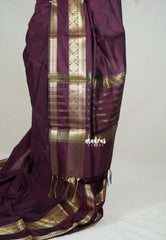 Wine Brown - Kanimozhi - Premium Soft Silk Plain with Mango Border - Best for Wedding Functions