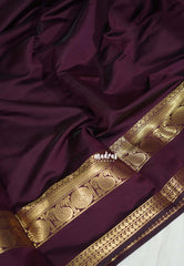 Wine Brown - Kanimozhi - Premium Soft Silk Plain with Mango Border - Best for Wedding Functions