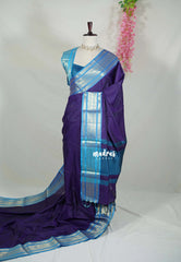 Violet Purple - Kanimozhi - Soft Silk Plain with Mango Border - Best for Pooja Functions | Temple Visit