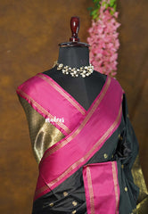 Nightfall Black - Kanimozhi - Soft Silk with Rettapet Border - Best for Festive Wear