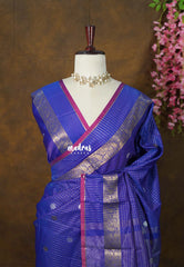 MS Amma Blue - Kanimozhi - Soft Silk Zari Checks with Floral Border Mamitha Baiju - Best for Wedding Wear