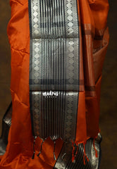 Rust Orange - Kanimozhi - Premium Soft Silk Plain with Rudraksham Border - Best for Wedding Functions