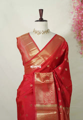 Spicy Red - Kanimozhi - Soft Silk Saree Floral Border with Buttas - Best for Wedding Functions