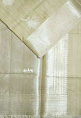 Earthy Sand Beige - Kanimozhi - Soft Silk with Grooves Zari Flower Buttas in Body with Zari Border - Best for Small Functions