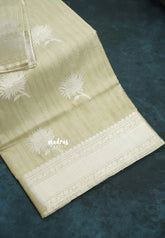 Earthy Sand Beige - Kanimozhi - Soft Silk with Grooves Zari Flower Buttas in Body with Zari Border - Best for Small Functions