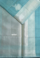 Earthy Peacock Blue - Kanimozhi - Soft Silk with Grooves Zari Flower Buttas in Body with Zari Border - Best for Small Functions