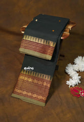 Midnight Emerald Green - Karthigai silk cotton multi Rudraksham Border with Buttas - Best for Gifting