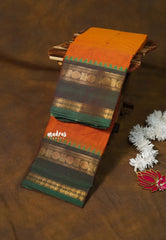 Turmeric Orange - Karthigai Silk Cotton Rettapet rudraksham border with Buttas - Best for Gifting
