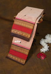 Powder Peach - Karthigai silk cotton annam mango border with buttas - Best for Gifting