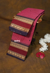Rosewood Pink - Karthigai silk cotton annam mango border with buttas - Best for Gifting