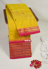 Turmeric Yellow - Karthigai Mercerised Cotton Body Multi Rudraksham with Buttas - Best for Temple Visit