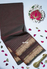 Dual Shade Coffee Brown - Karthigai Mercerised Cotton Saree with Muthukattam Rettapet Mayil Border - Best for Festive Wear