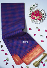 Violet Blue - Karthigai Mercerised Cotton Muthukattam with Rudraksham Border - Best for Small Functions