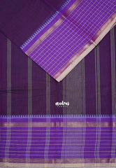 Jamun Purple - Karthigai Mercerised Cotton Plain with Checks in Border - Best for Small Functions