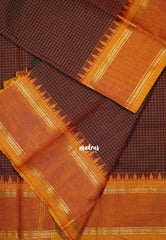 Majestic Maroon - Karthigai Mercerised Cotton Muthukattam with Rettapet Rudraksham Border - Best for Small Functions