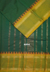 Emerald Green - Karthigai Mercerised Cotton Muthukattam with Rettapet Rudraksham Border - Best for Small Functions