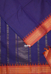 Violet Blue - Karthigai Mercerised Cotton Muthukattam with Rudraksham Border - Best for Small Functions