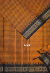 Mustard Orange - Karthigai Mercerised Cotton Muthukattam with Rudraksham Border - Best for Small Functions