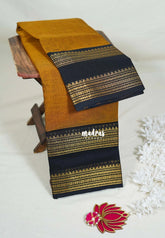 Mustard Glow - Karthigai Mercerised Cotton Plain with Rettapet Border - Best for Temple Visit | Pooja Functions