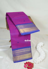 Magenta Purple - Karthigai Mercerised Cotton Bavanji and Rudraksham Border - Best for Temple Visit | Pooja Funtions