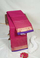 Magenta Pink - Karthigai Mercerised Cotton with Golden Stripes Weaving - Best for Temple Visit | Pooja Funtions