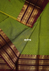 Chutney Green - Karthigai Mercerised Cotton Rudraksham and Mango Tri-Line Border with Buttas - Best for Temple Visit | Pooja Functions