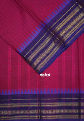 Queen's Pink - Karthigai Mercerised cotton multi border with stripes body - Best for Temple Vist
