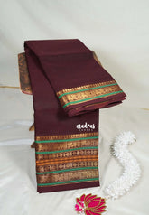 Coffee Podi Brown - Karthigai Mercerised Cotton Plain with Multi Rudraksham Border - Best for Temple Visit | Pooja Funtions
