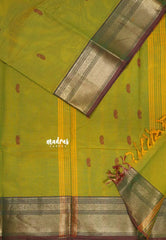 Dual shade Chutney Green - Karthigai silk cotton Bavanji border with buttas