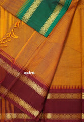 Mustard Orange - Karthigai silk cotton Rudhraksham Ganga Jamuna border