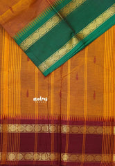 Mustard Orange - Karthigai silk cotton Rudhraksham Ganga Jamuna border