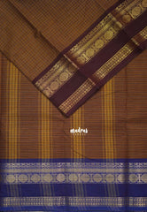 Chocolate Brown - Karthigai Mercerised Cotton Muthukattam Rudhraksham Ganga Jamuna border - Best for Wedding Functions