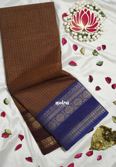 Chocolate Brown - Karthigai Silk Cotton Muthukattam Rudhraksham Ganga Jamuna border - Best for Wedding Functions