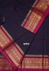 Jamun Purple - Karthigai silk cotton Saree Bavanji and Mango border with buttas - Best for Wedding Functions