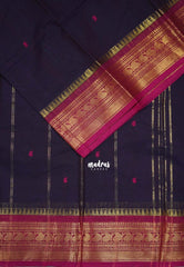 Jamun Purple - Karthigai silk cotton Saree Bavanji and Mango border with buttas - Best for Wedding Functions