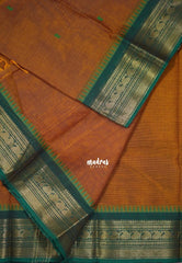 Mustard Brown - Karthigai silk cotton Saree Bavanji and Mango border with buttas - Best for Wedding Functions