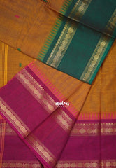 Mustard Orange - Karthigai silk cotton Rudhraksham Ganga Jamuna border - Best for Wedding Functions