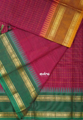 Beet Pink - Karthigai silk cotton plus buttas body with ganga jamuna border - Best for Wedding Functions