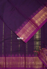 Jamun Purple - Karthigai silk cotton Plain body annam yazhi and temple border - Best for Temple Visit