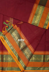 Majestic Maroon - Karthigai silk cotton plain body annam border - Best for Wedding Functions