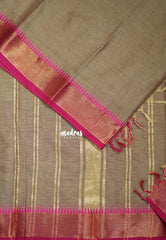 Pastel Brown - Karthigai silk cotton plain body Bavanji box border - Perfect for Temple Visit