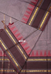 Muted Mauve Purple - Karthigai silk cotton temple and rettapata rudraksham border - Best for Temple Visit