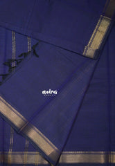 Violet Blue - Karthigai silk cotton small Bavanji border - Best for Temple Visit