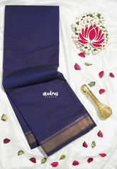 Violet Blue - Karthigai silk cotton small Bavanji border - Best for Temple Visit