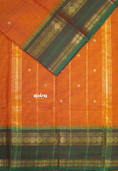 Turmeric Orange - Karthigai Silk Cotton Rettapet rudraksham border with Buttas - Best for Gifting