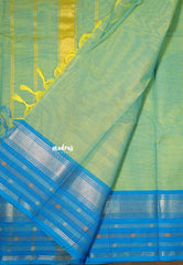 Dual Shade Mint Mist - Karthigai silk cotton plain body with multi line Ganga jamuna border - Best for Gifting