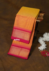 Mango Orange - Karthigai silk cotton getti zari with small temple border - Best for Gifting