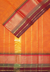 Yellowish Orange - Karthigai Silk Cotton Rudraksham and Multi Color Border - Best for Gifting