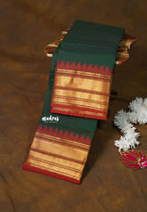 Emerald Green - Karthigai Silk Cotton Bavanji with Temple Border - Best for Gifting