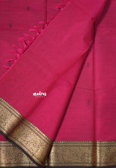 Kumkum Pink - Karthigai silk cotton vanasingaram border with buttas - Best for Gifting